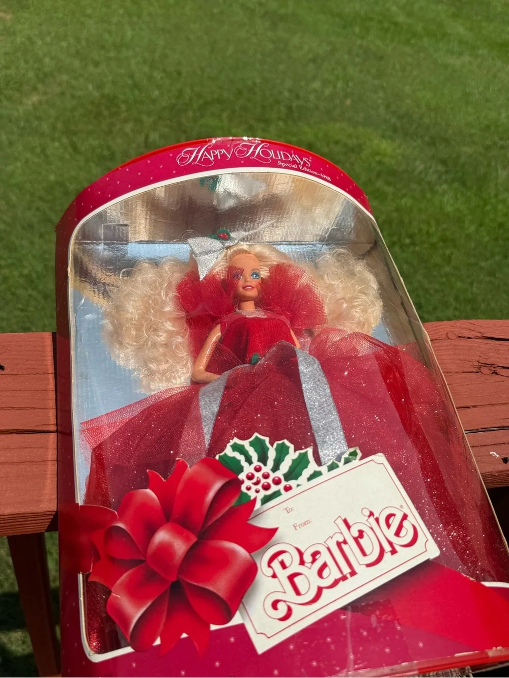 Vintage Barbie Holiday Doll in Red and Silver Gown 1988 1st Edition Doll